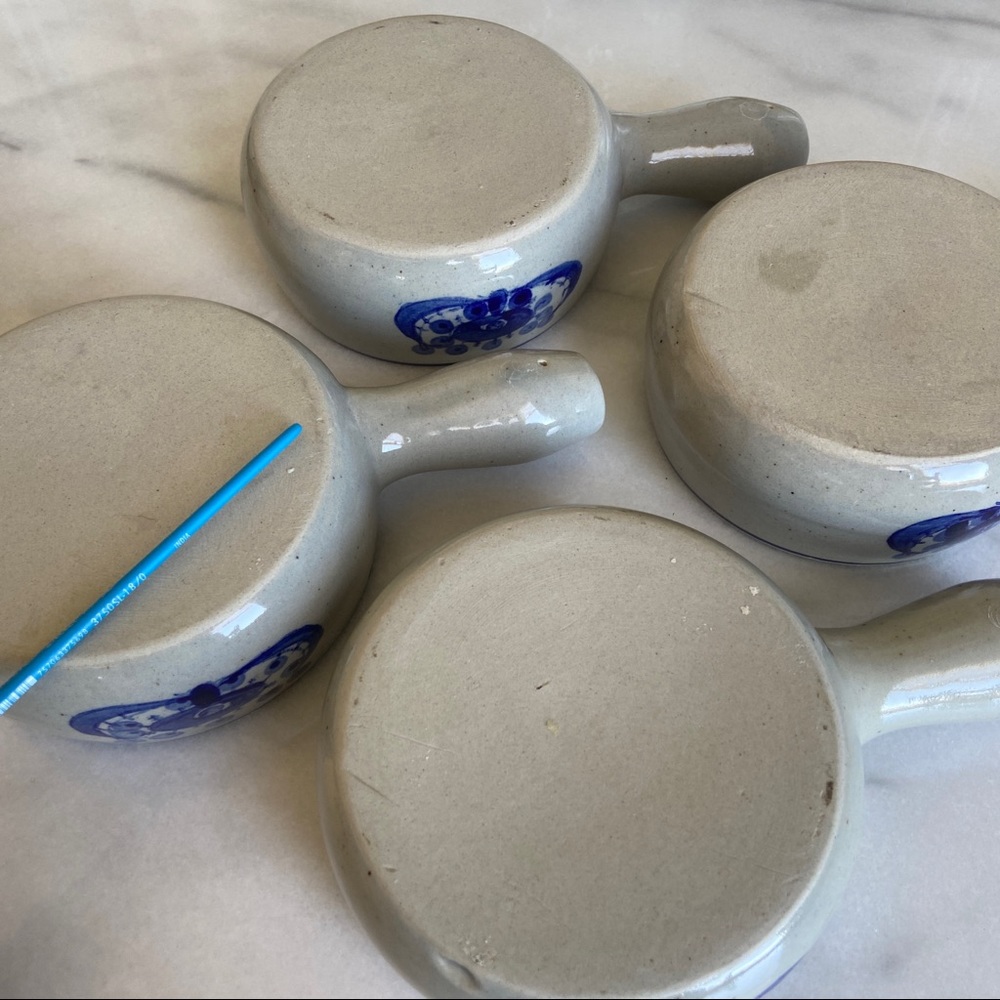 VINTAGE • 50s Ceramic Crocks Set of 4 Retro Kitchen European Midcentury Pottery - Picture 9 of 12